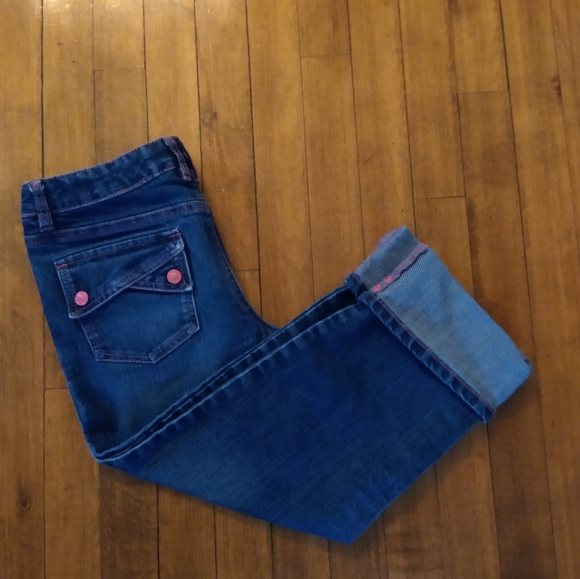 Size 14 girls dark blue jean capris - Picture 3 of 16